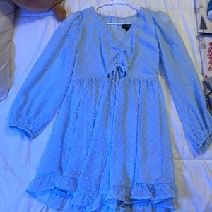 Light blue dress, long sleeve with a little bow in the middle of the dress size6